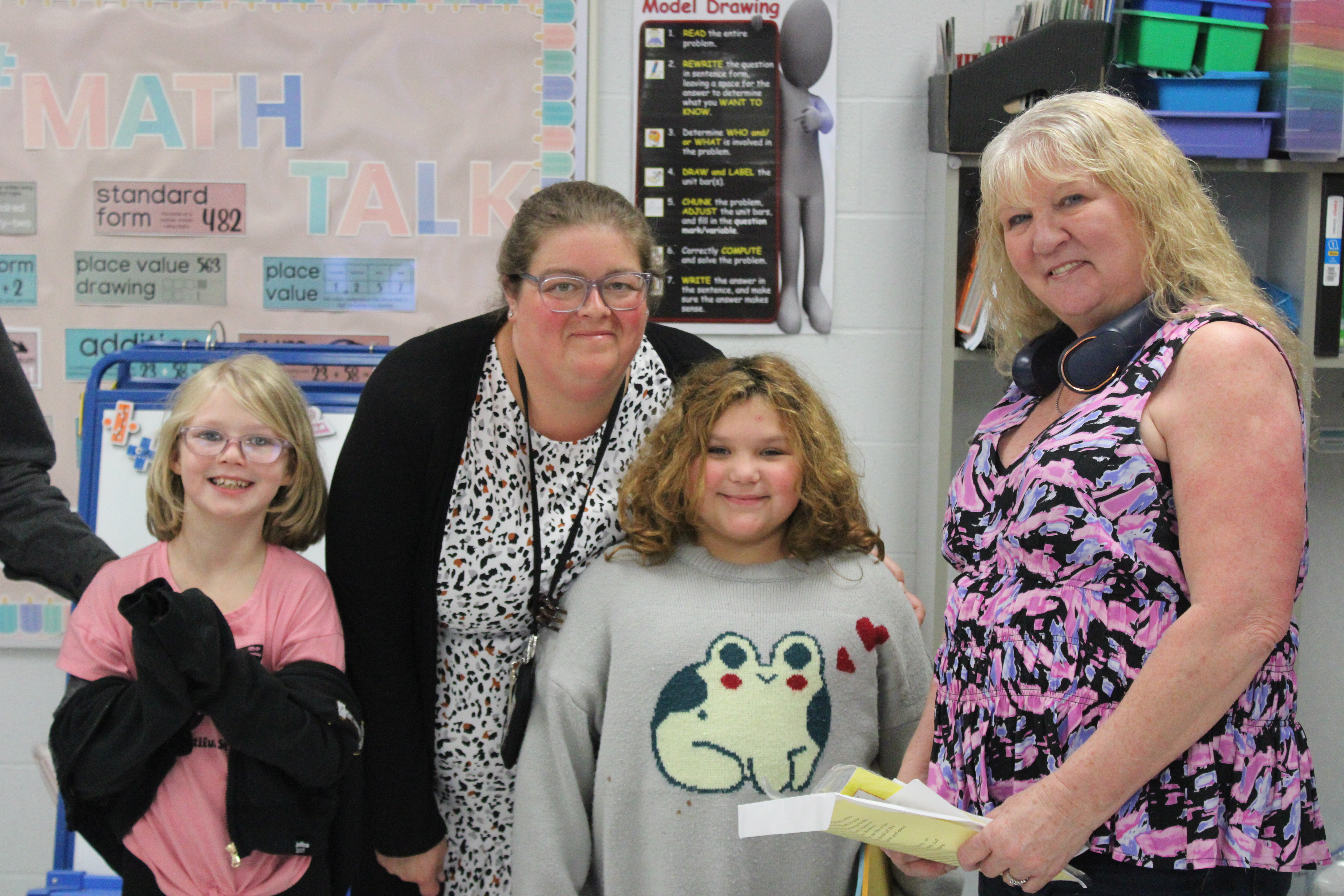 Afton Teacher with students and parent