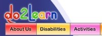 do2learn logo that says the name, "about us", "disabilities," and "activities"
