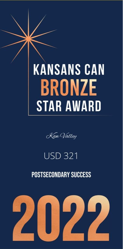 Kansans Can Bronze Star Awards Ken Valley USD 321 High school Graduation 2022