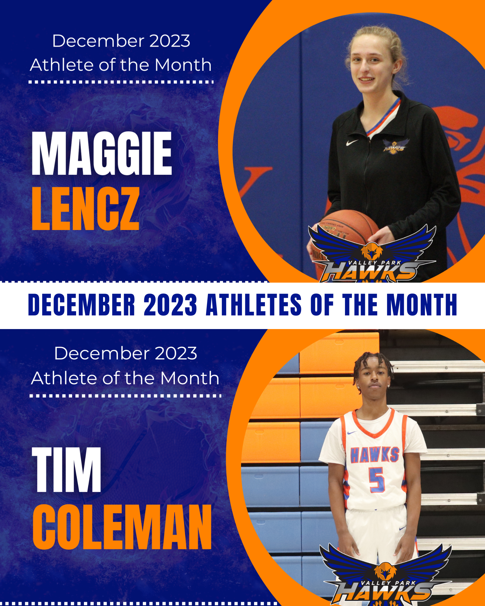 DECEMBER 2023 ATHLETES OF THE MONTH