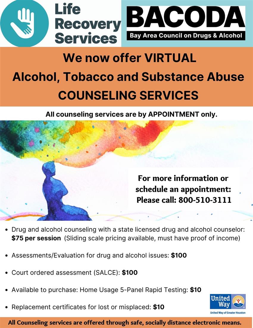 BACODA on YouTube Life Recovery Services A key resource for our community dealing with drug and alcohol issues. We offer direct services providing a combination of critical activities (psycho-educational classes, crisis counseling, brief motivational counseling, assessments, problem identification, and referrals) to combat substance abuse.  Our counseling services are provided by licensed counselors and our educational classes are taught by state-certified instructors. We provide referrals for individuals and families seeking other services beyond our scope of work.  Texas Youth Tobacco Awareness Program The TYTAP program is an 8-hour course conducted during a two-week period either in-person or virtual. The courses are typically held 2 days per week for two consecutive weeks.  Tobacco Prevention Task Force BACODA Youth Works Helping Individuals, Families, & Communities Achieve Health