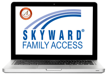 The Skyward logo on a laptop