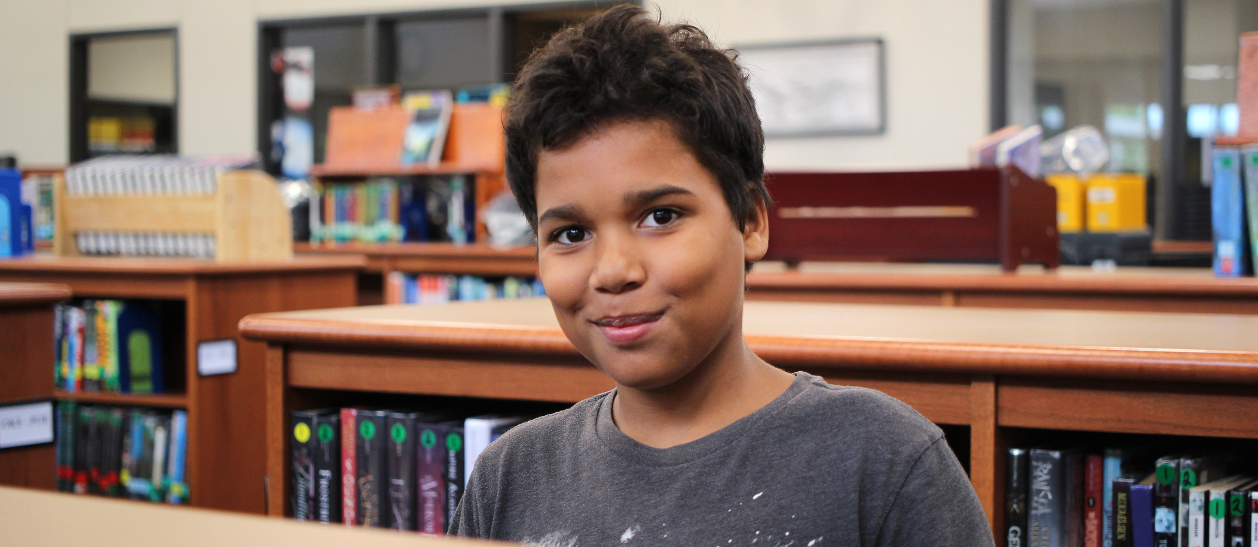 student in the library