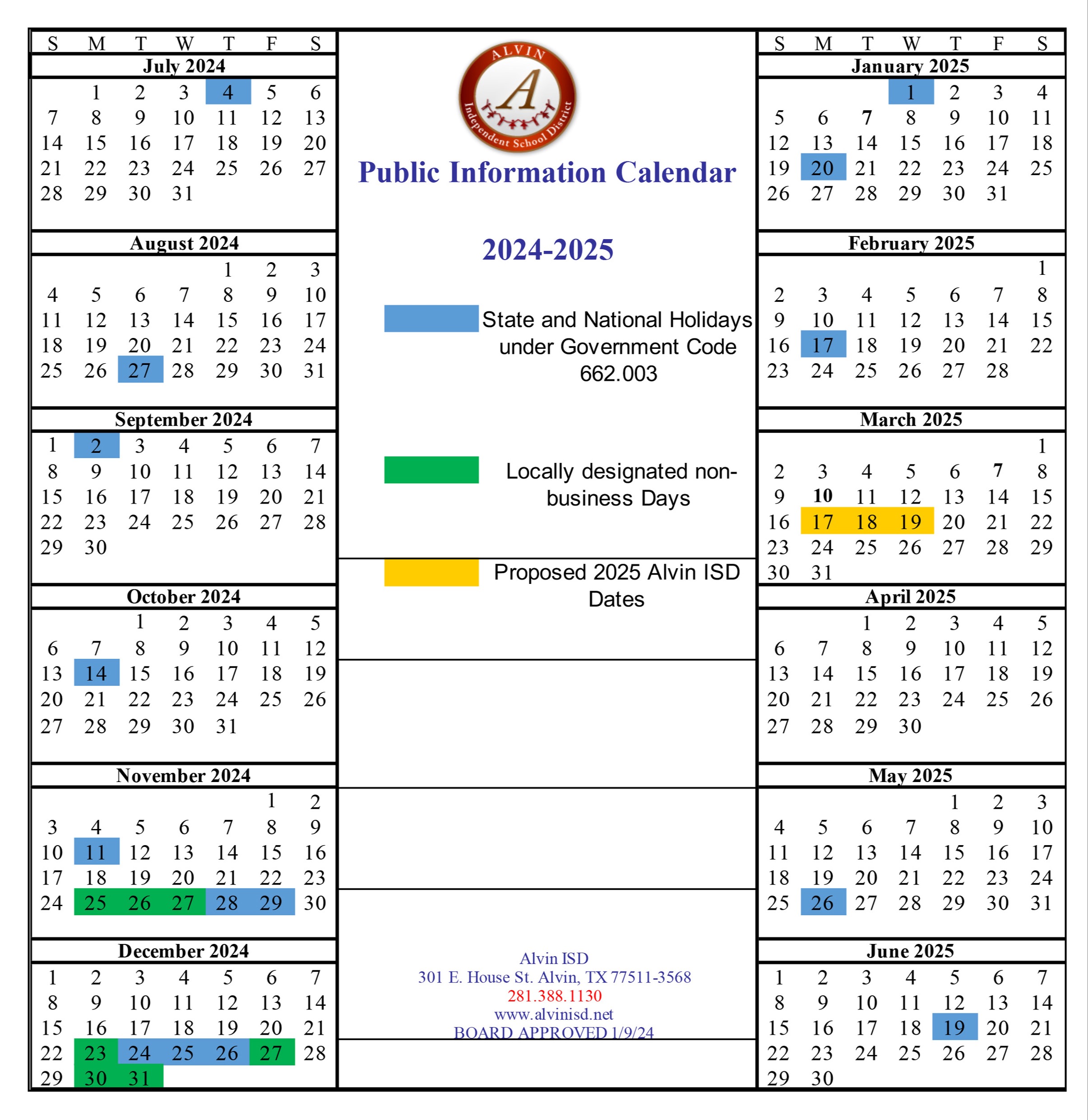 Public Information Calendar