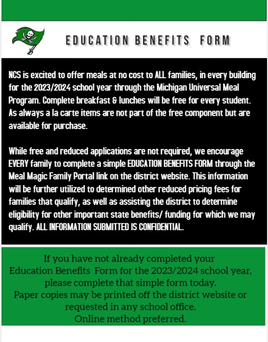 Reminder to complete the Education Benefits Form