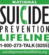 Suicide Prevention Lifeline 1-800-273-talk (8255) suicidepreventionlifeline.org logo and button