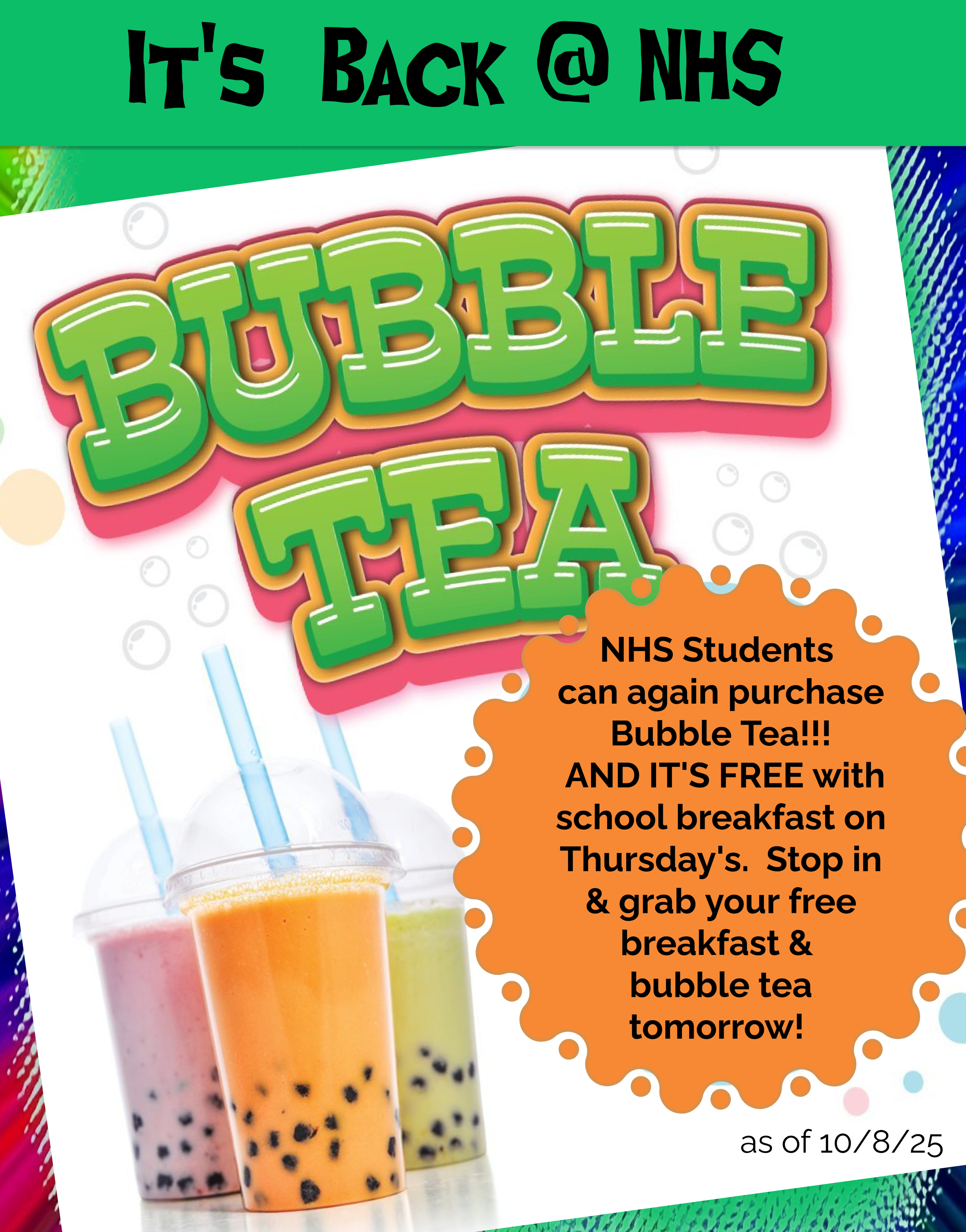 Bubble tea available as of 10.8.25