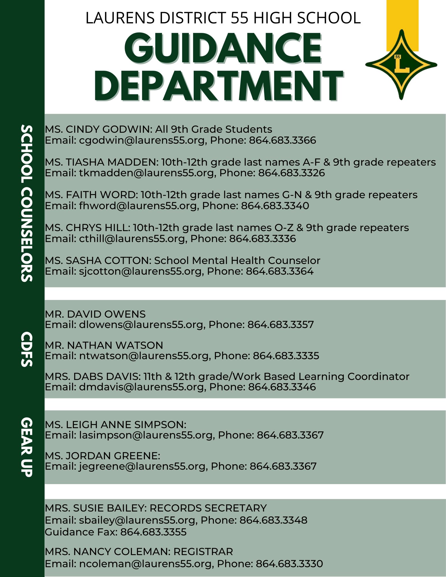 Guidance Department Info