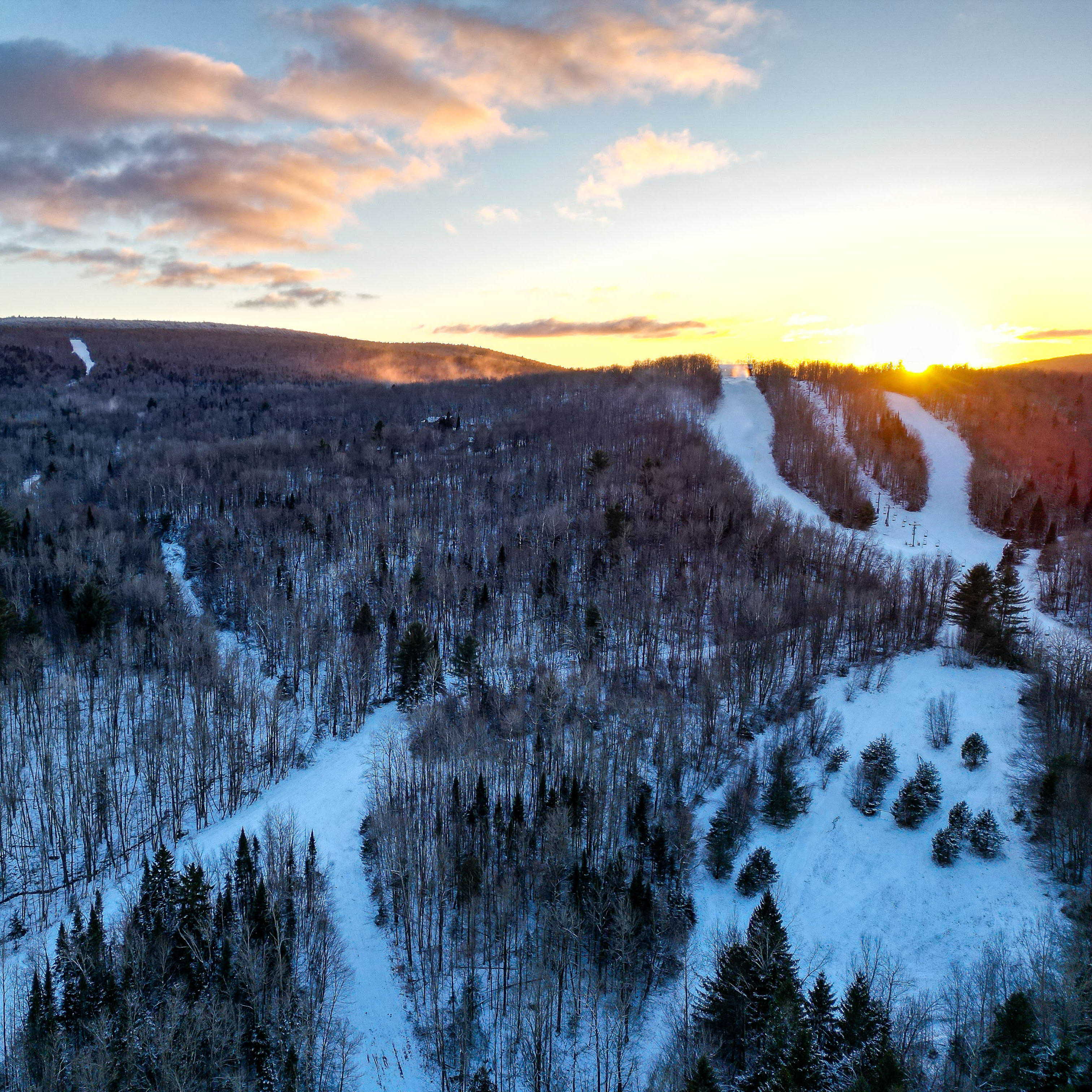 Overhead view of Titus Mountain Family Ski Center in Malone, NY.