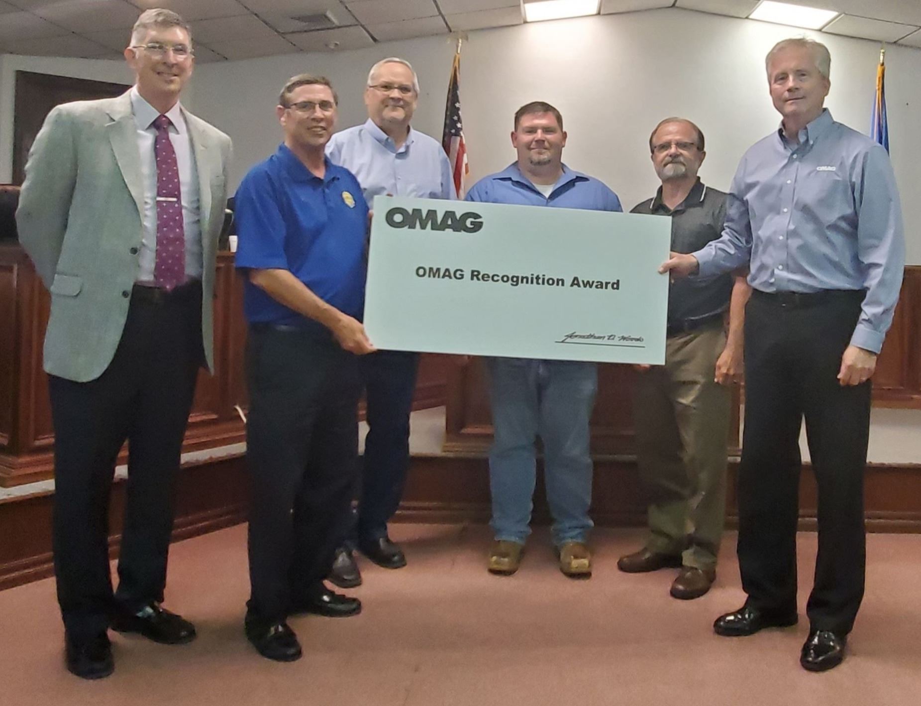 At the June 4, 2019 regular City Council meeting, the City was awarded a check in the amount of $6,000 as a member of the OMAG Recognition Program. The OMAG Recognition Program seeks to strengthen municipal governance and reduce claims through education and self-assessment. OMAG believes the best-run cities and towns have fewer claims, and the claims they do incur cost less to resolve. Choctaw Elected Officials participated in OMAG prescribed training and completed a Stability Test for inclusion in the program. Congratulations and thank you!