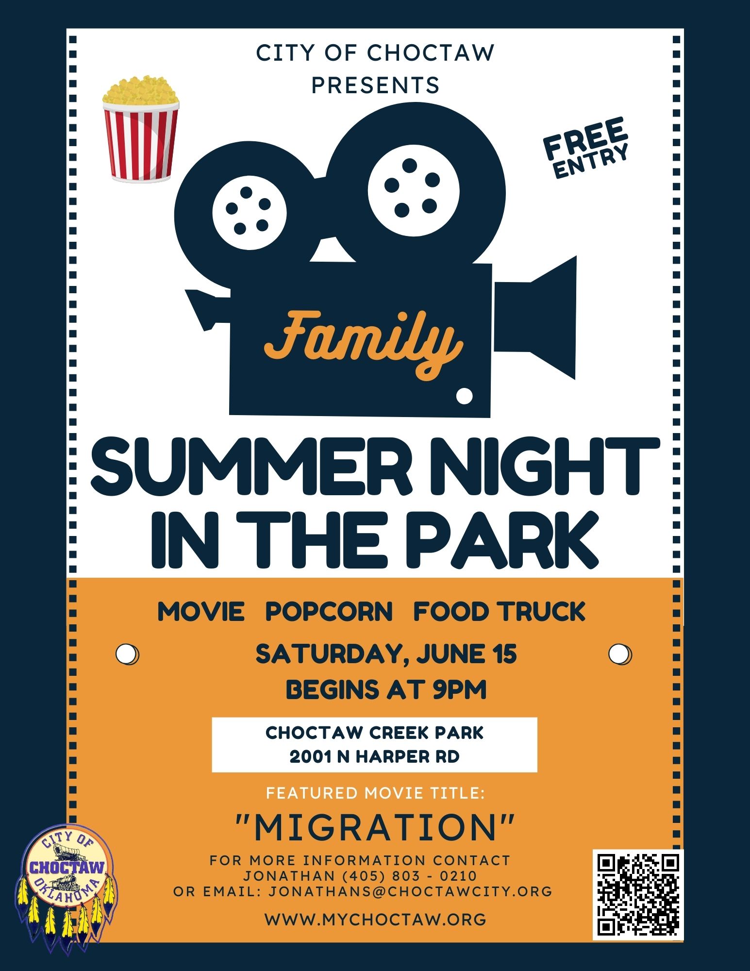 Summer night in the park city of choctaw