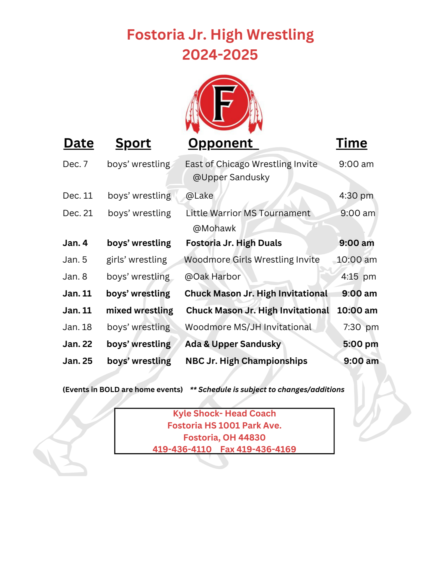 wrestling schedule