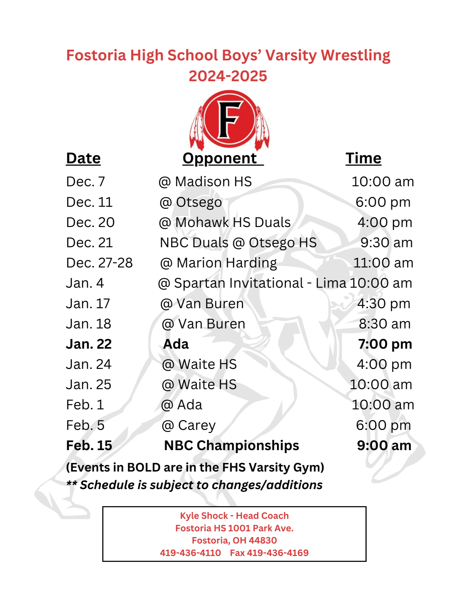 wrestling schedule