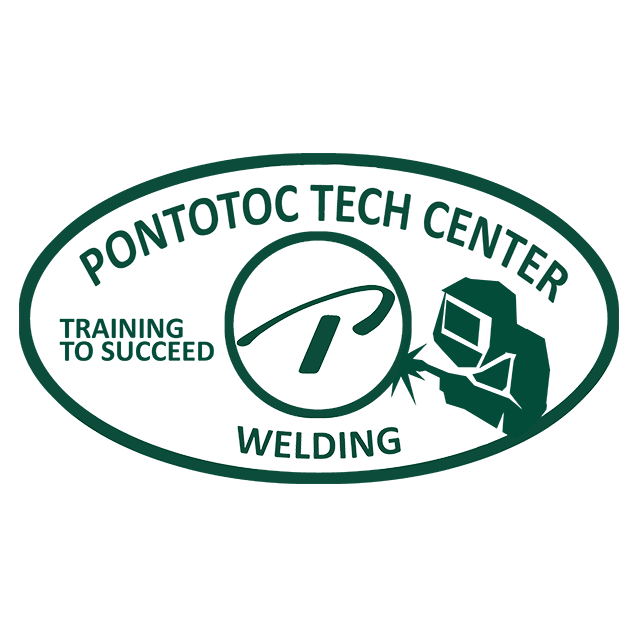 Welding logo with image of welder welding