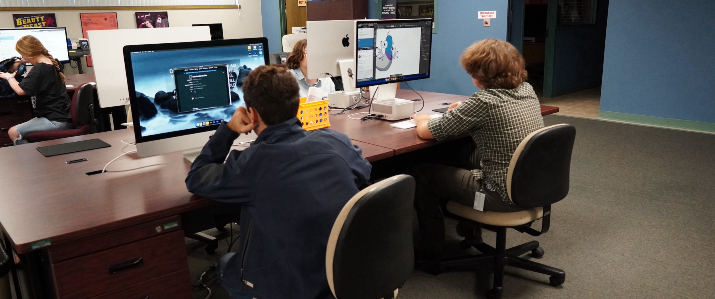 Students working on computers