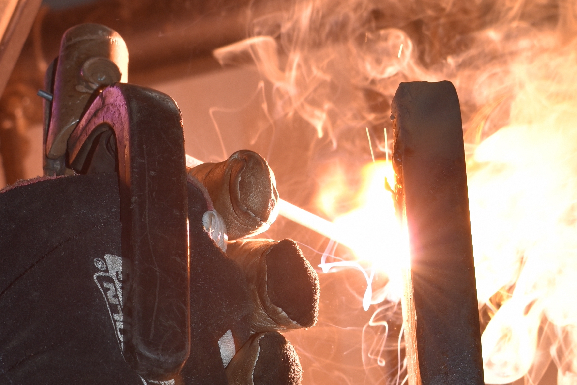 Welder with fire