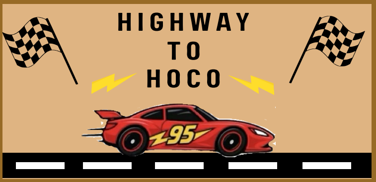 Highway to Hoco 2026  header with red race car