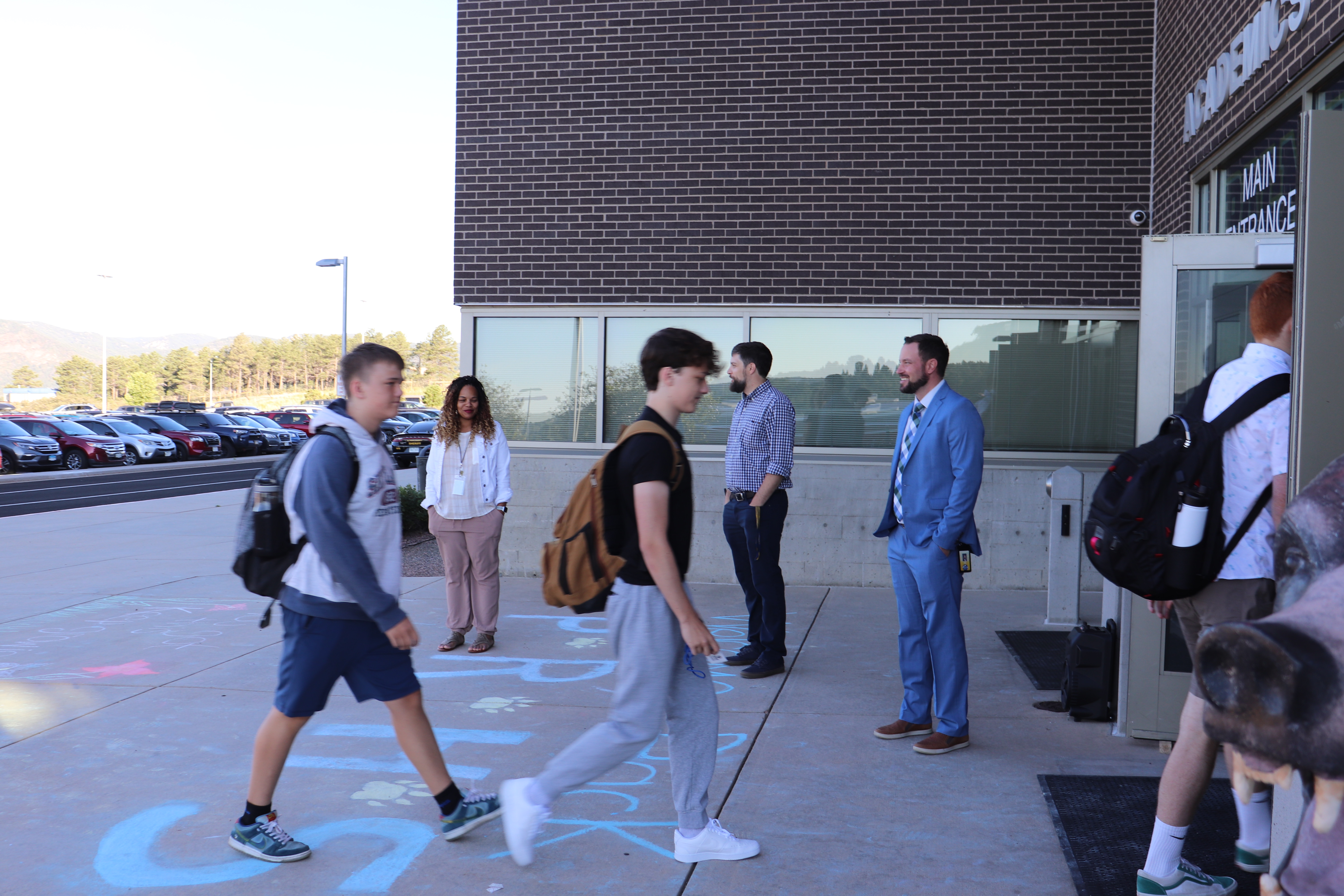 Students walk into school