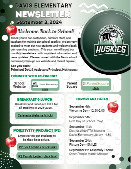 Davis Elementary Newsletter, September 3, 2024