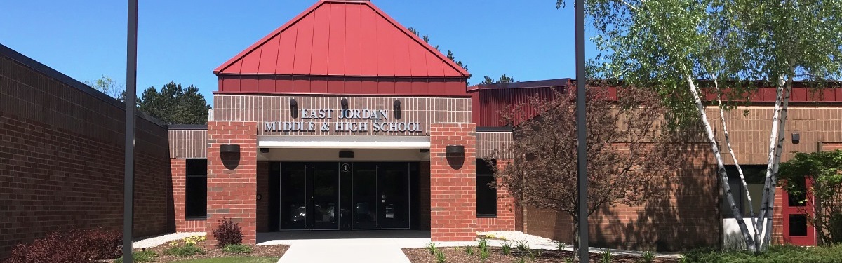 Image of the east jordan middle & high school building entrance