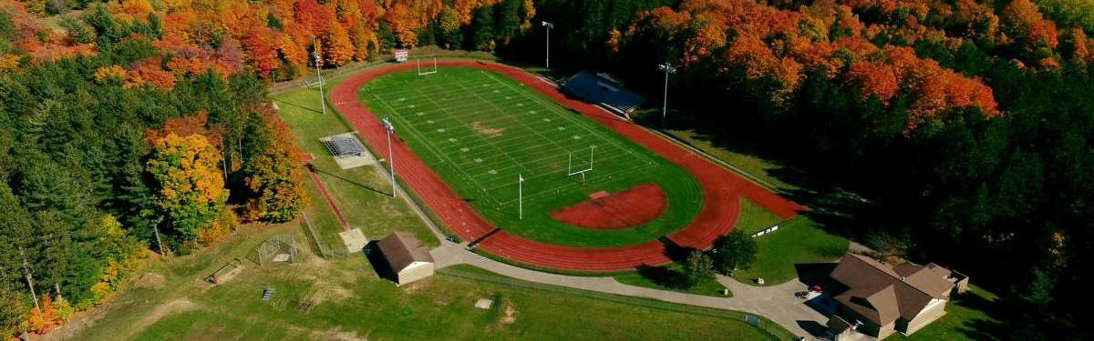 Aerial view of the school football field