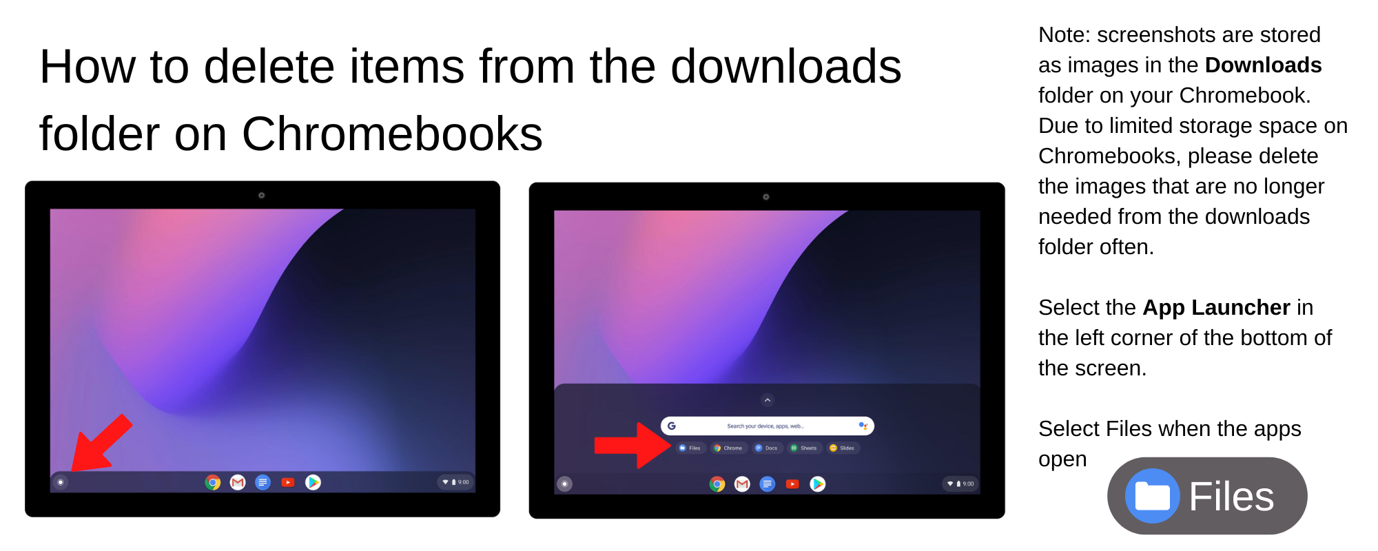 How to delete items from the downloads folder on Chromebooks