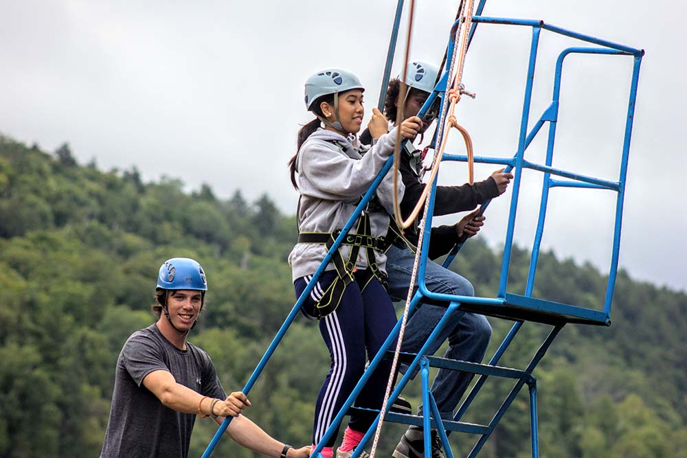 Students doing climbing activity at Camp Olympia
