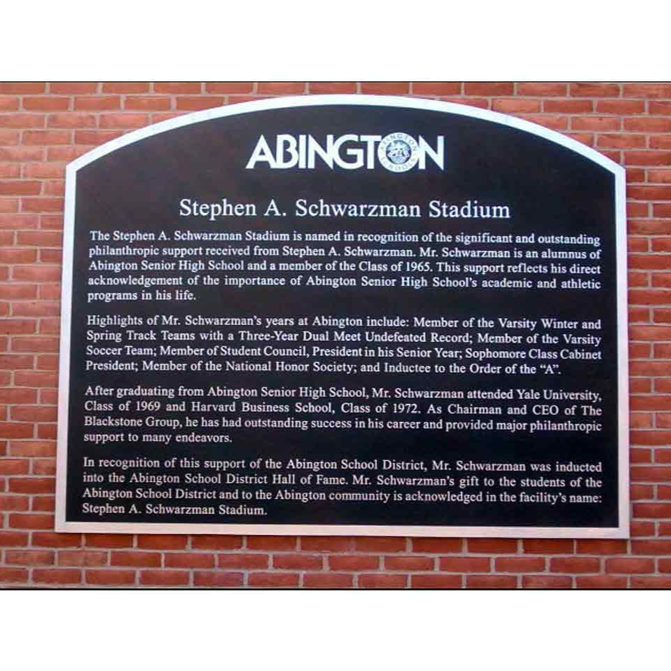 Stephen A. Schwarzman Stadium sign