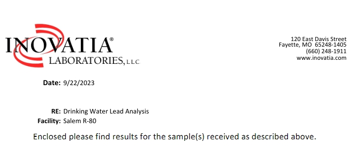 Water Test Lab Report