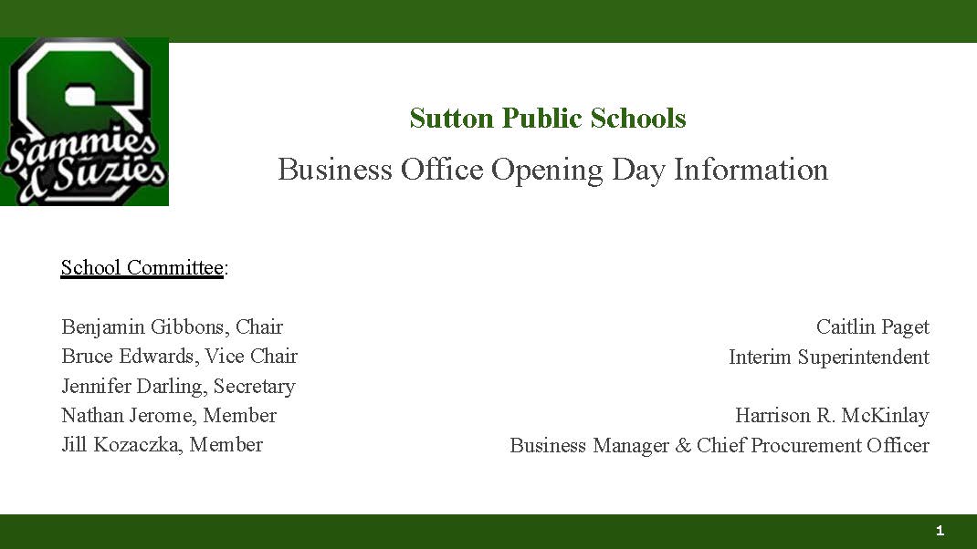 Business Office Opening Day Presentation