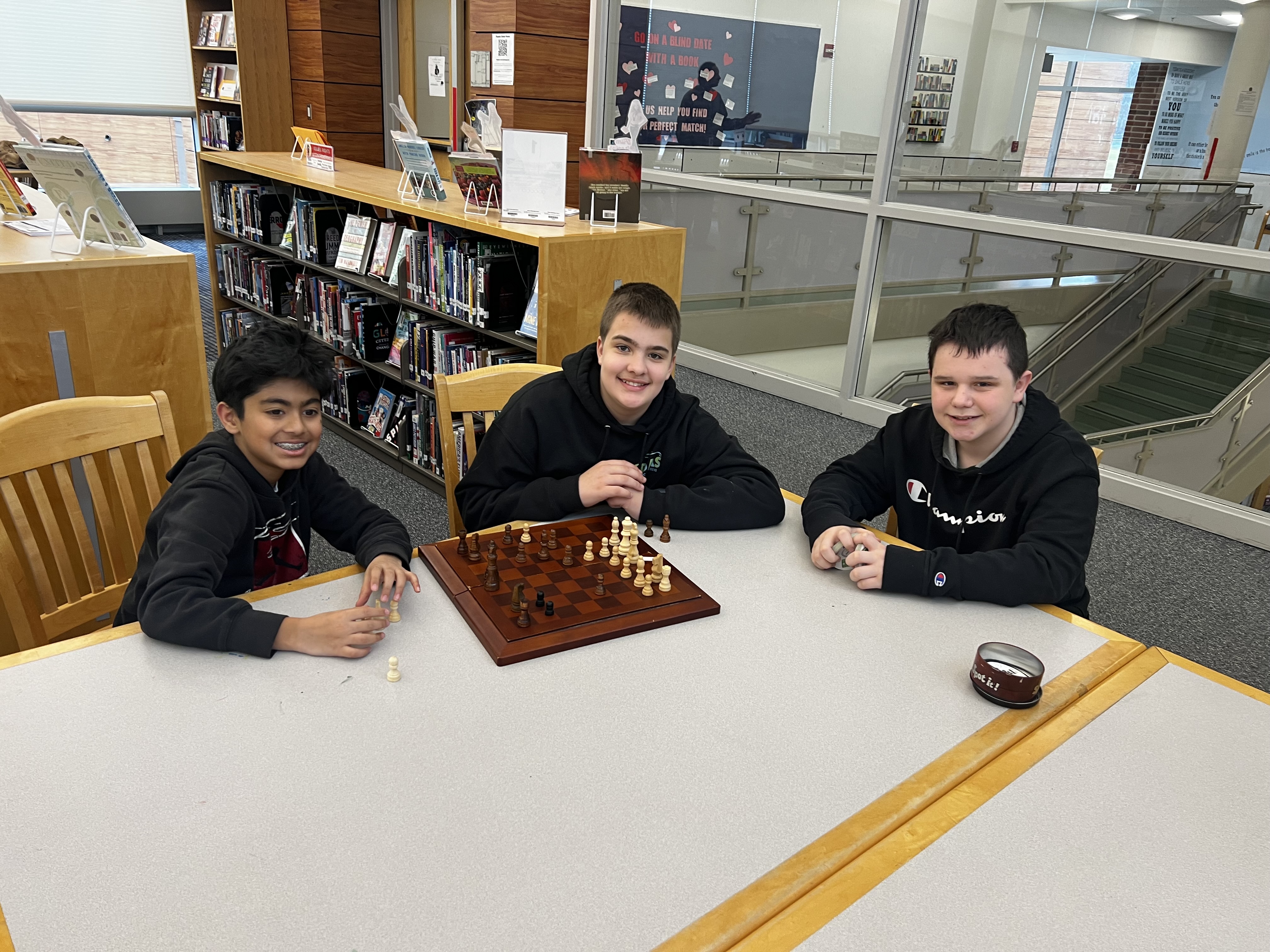 Students playing chess
