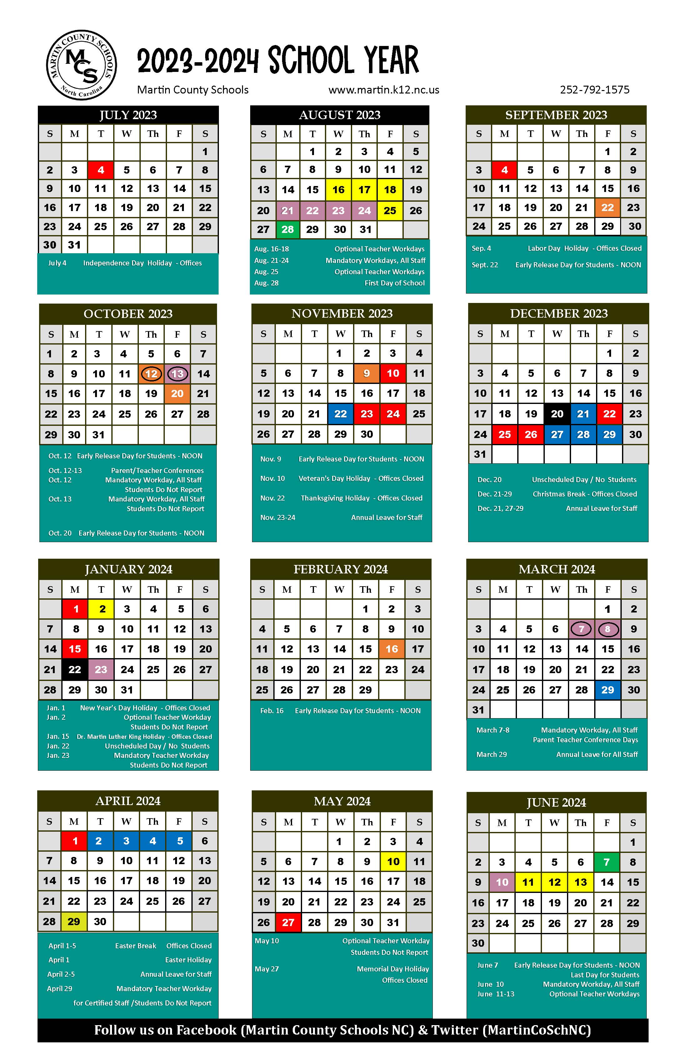 Martin County Schools Calendar 2024