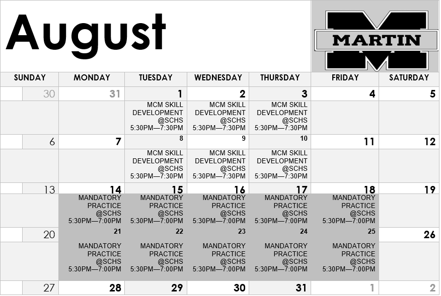 August Calendar