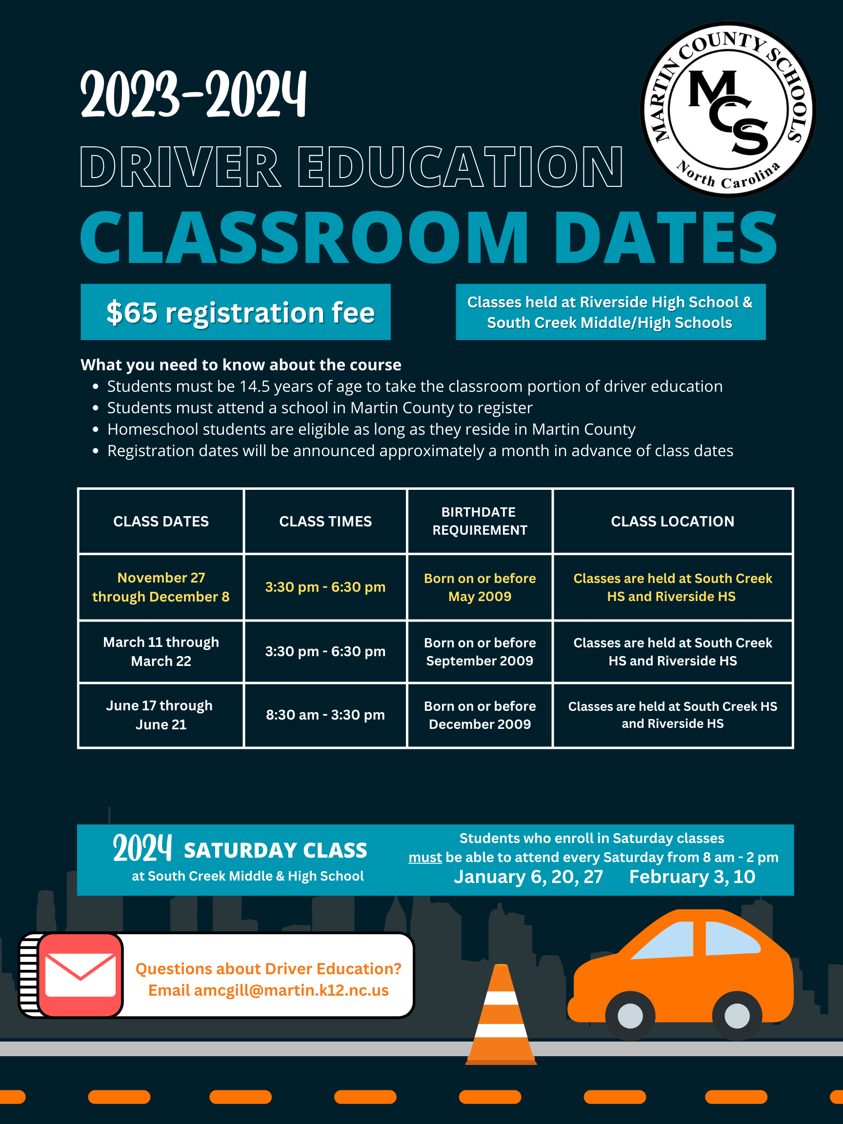 DRIVER EDUCATION CLASSES FOR 2023 2024 Martin County Schools NC   Df32d67e 6319 4290 8009 5a2de2386379 