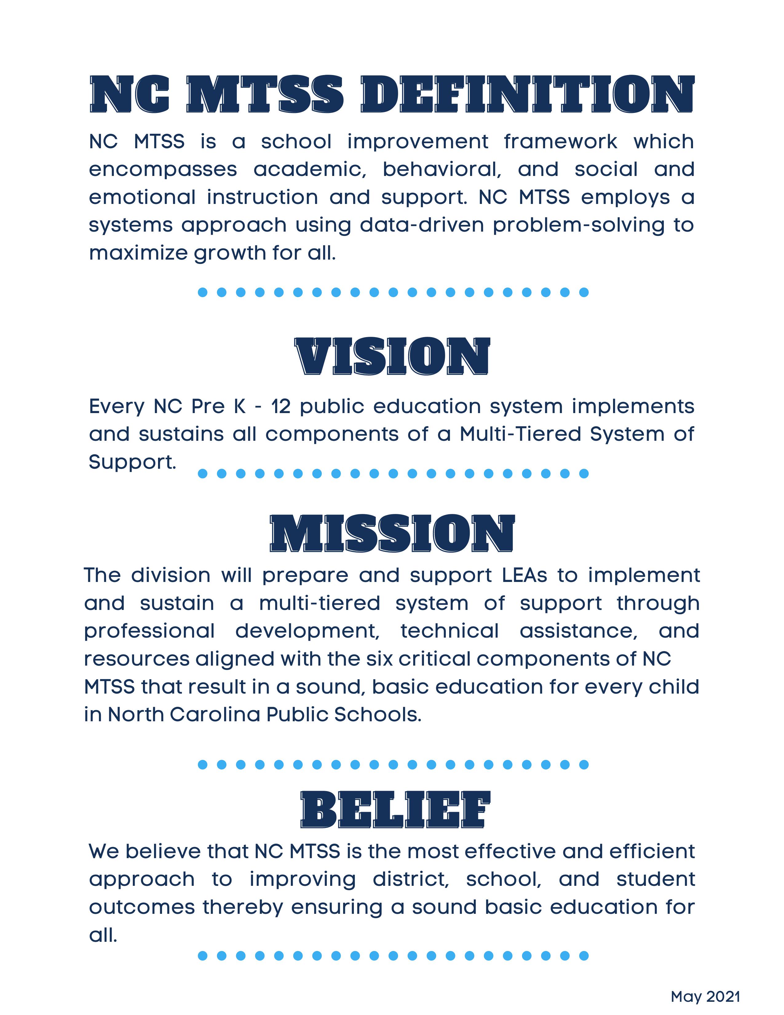 NC MTSS Vision and Mission