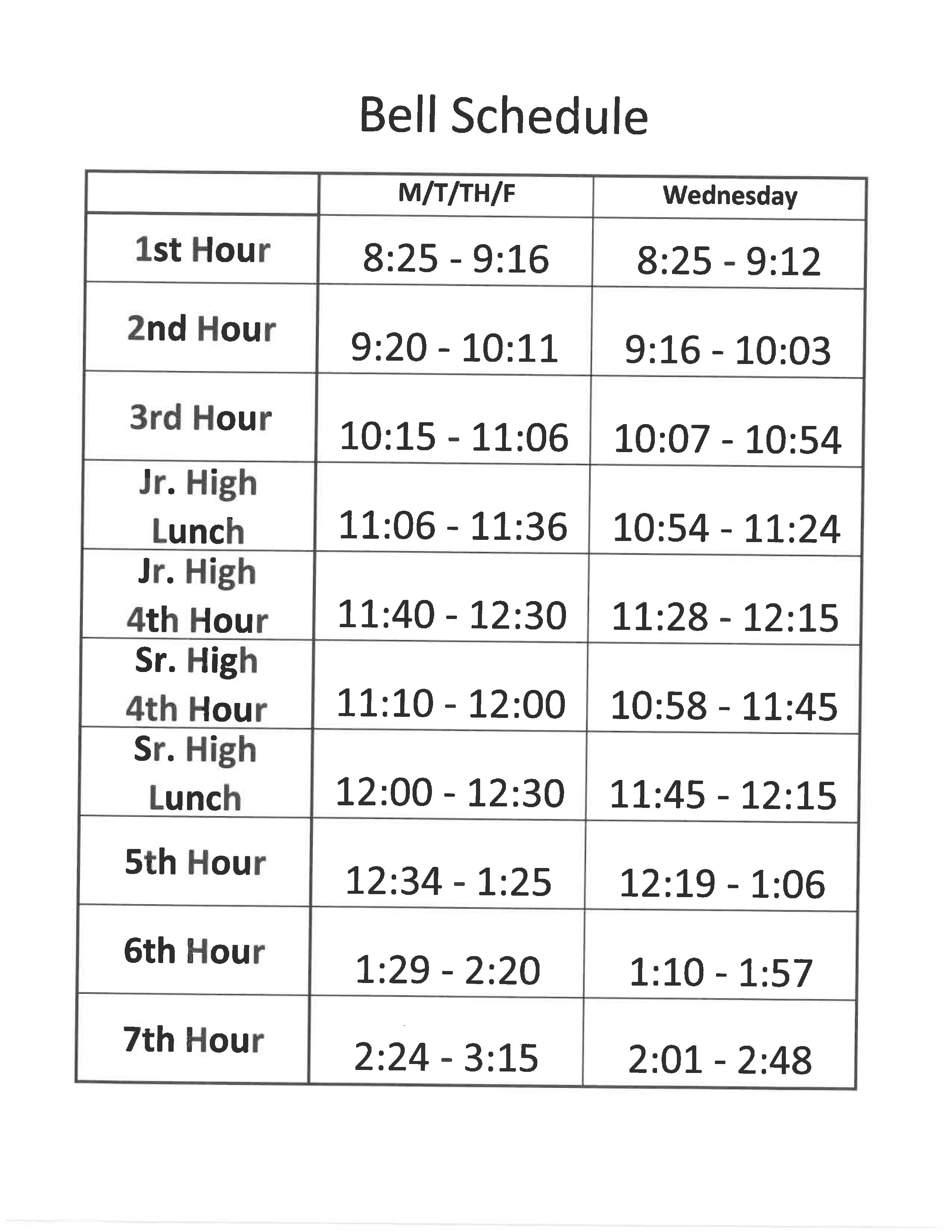 Bell Schedule