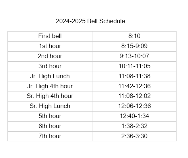 bell schedule