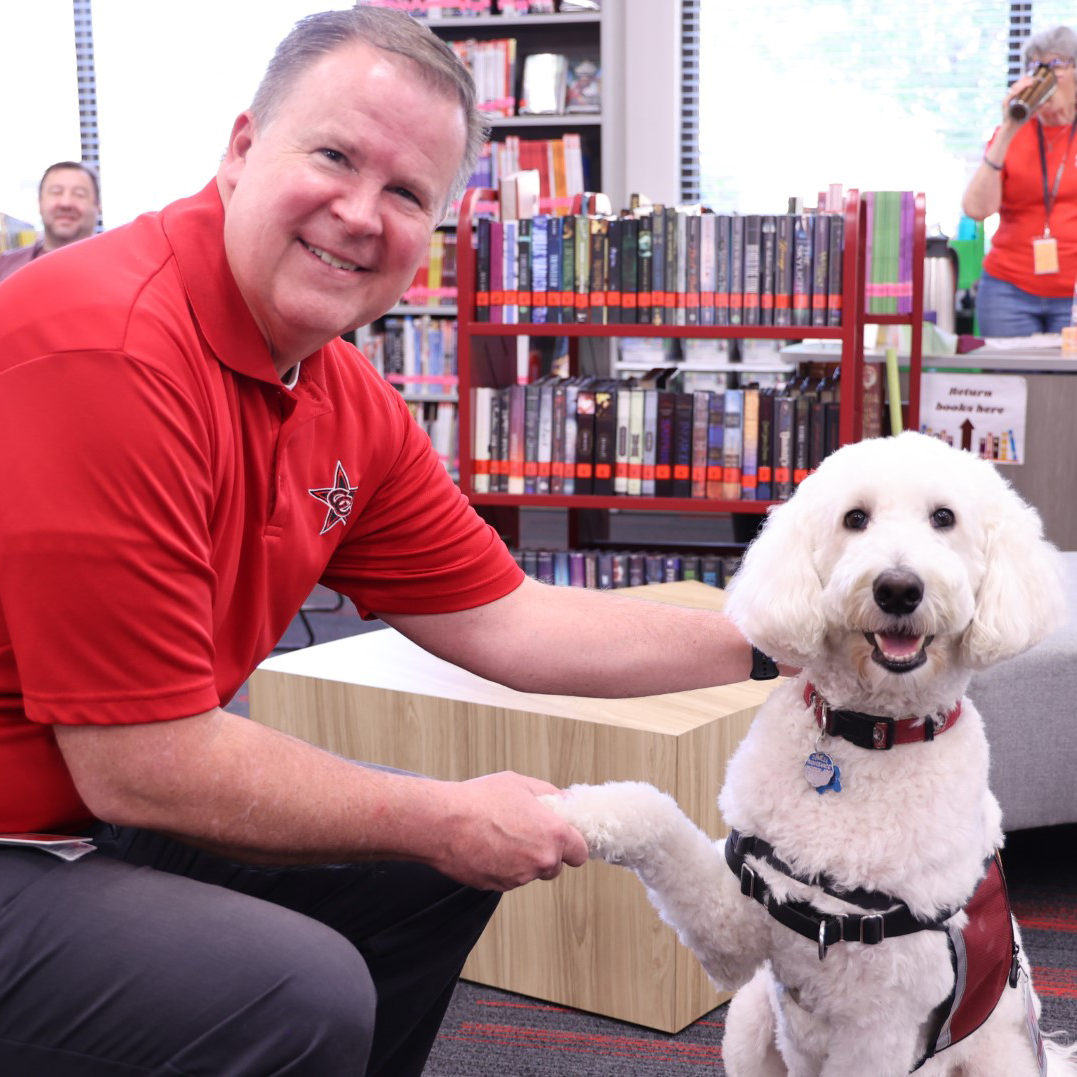 Therapy dog Stanley with Dr. Brad Hunt