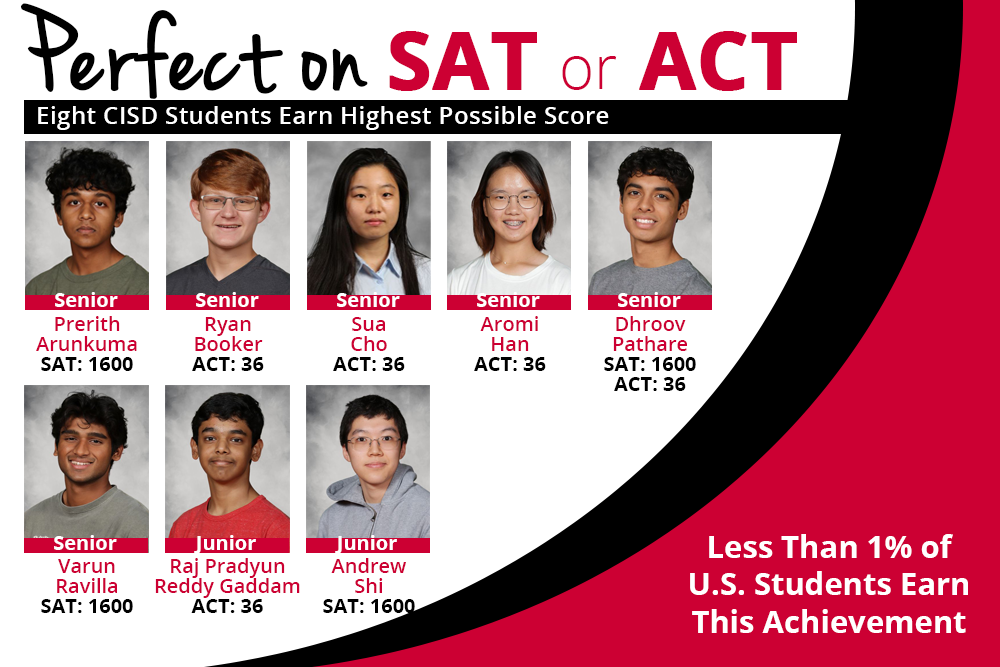 Eight CISD Students Earn Highest Possible Score on SAT or ACT