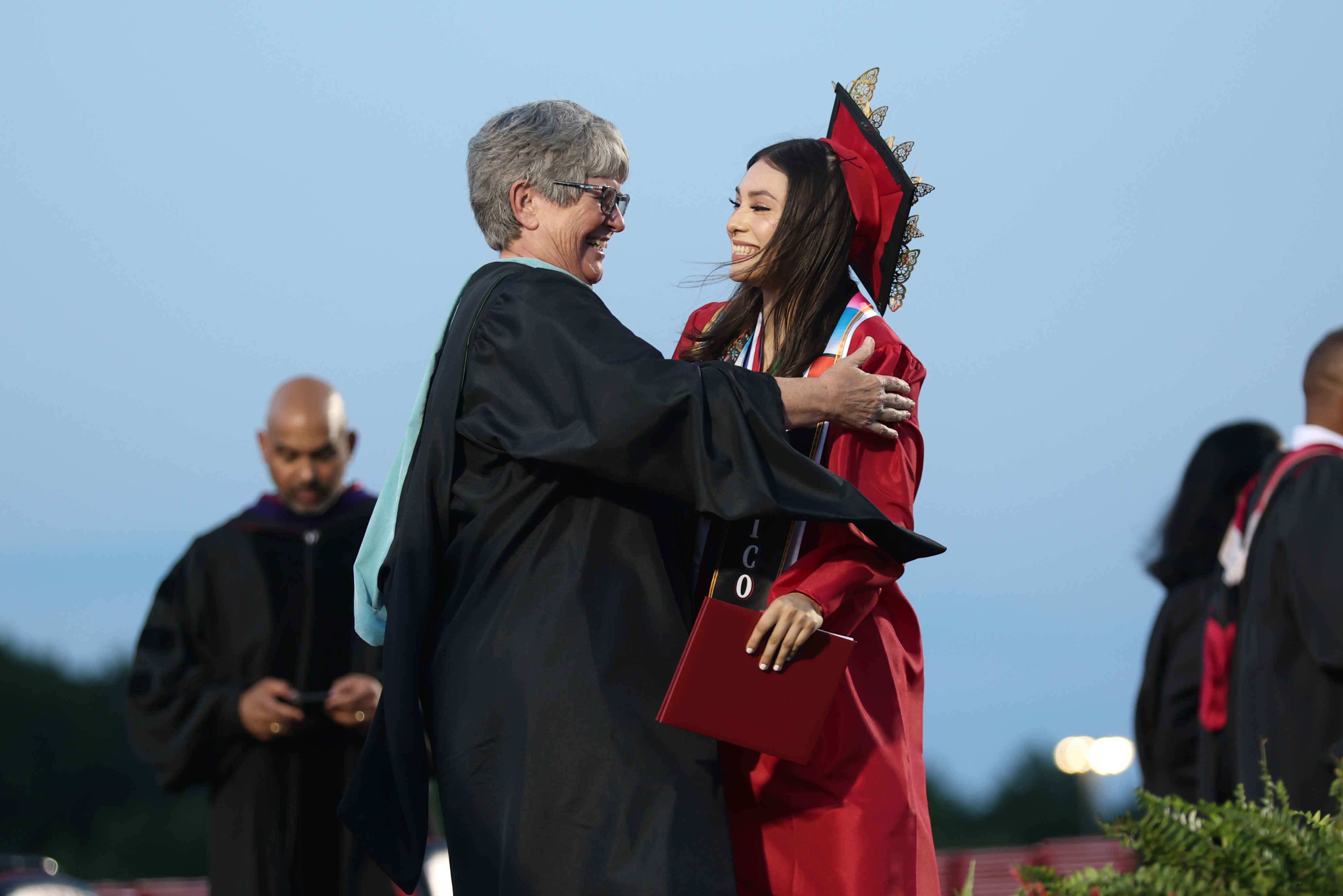 Ms. Springer congratulating CHS graduate