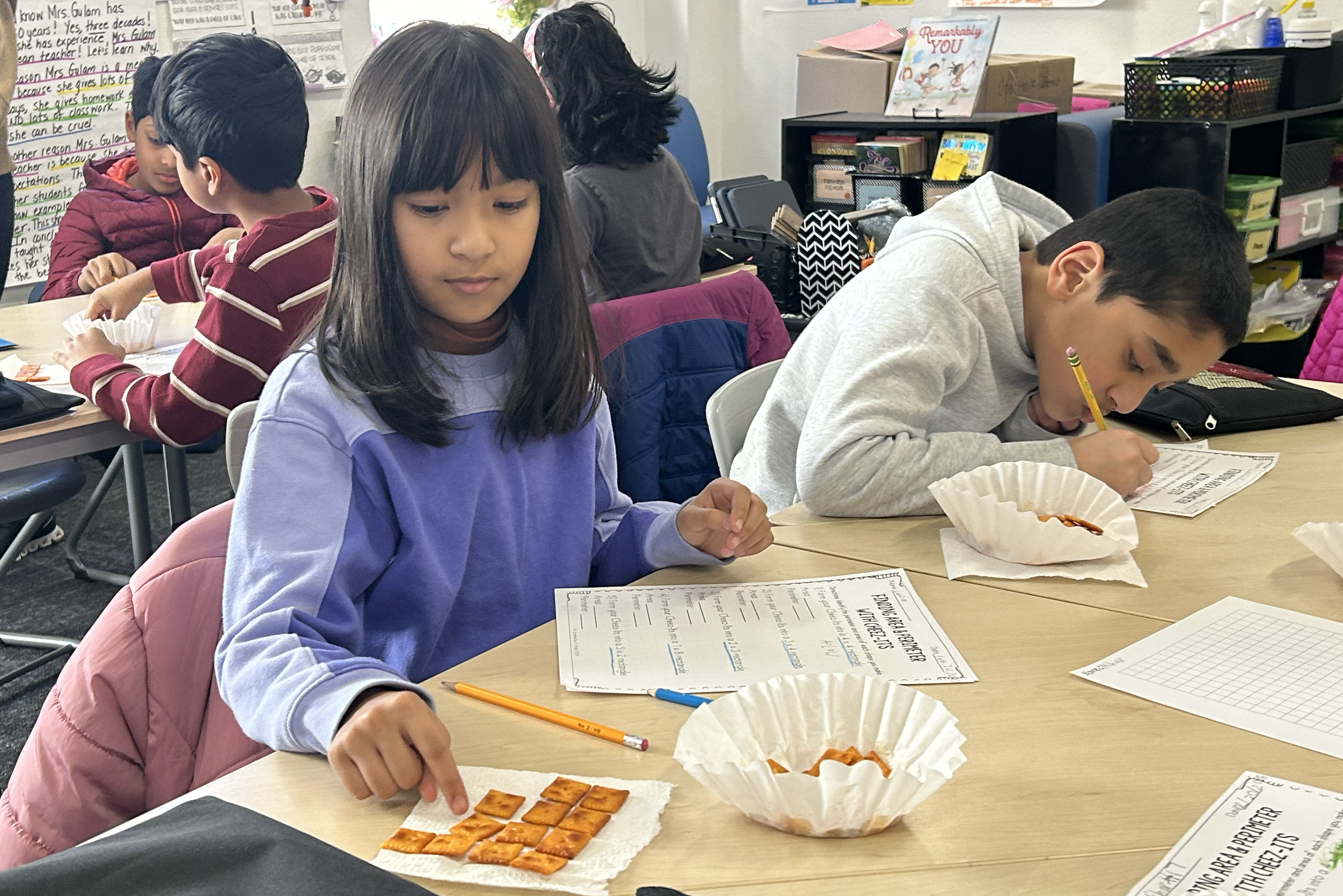 VRE students learning math using cheezi its.