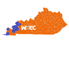 kentucky map with orange and blue counties