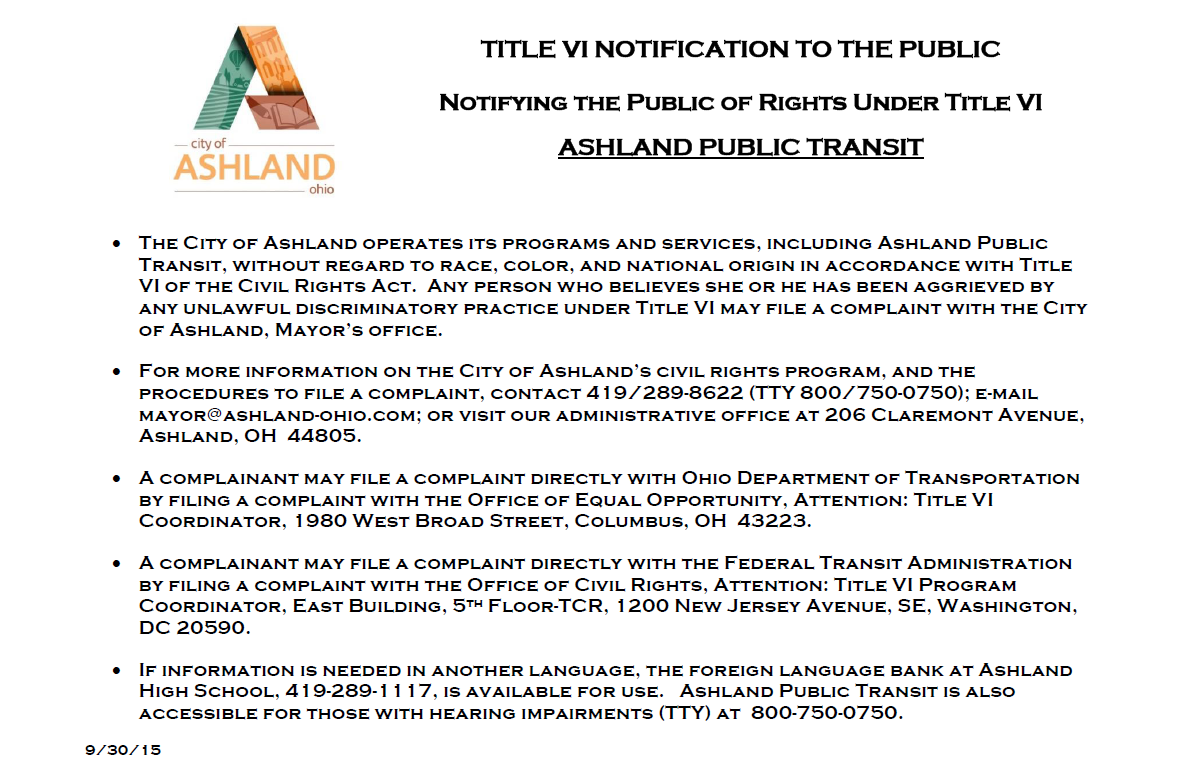 Title VI Notification to the public