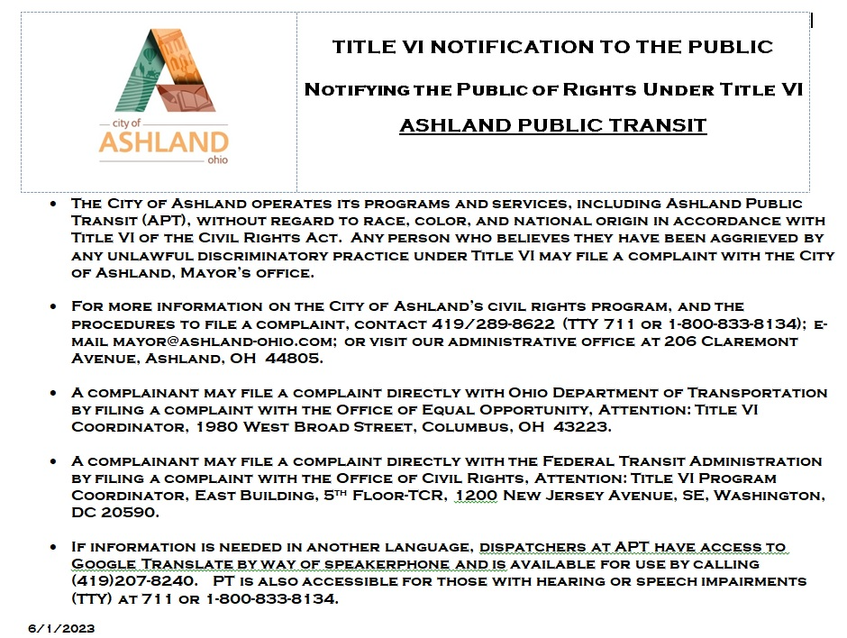 Title VI Notification to the public