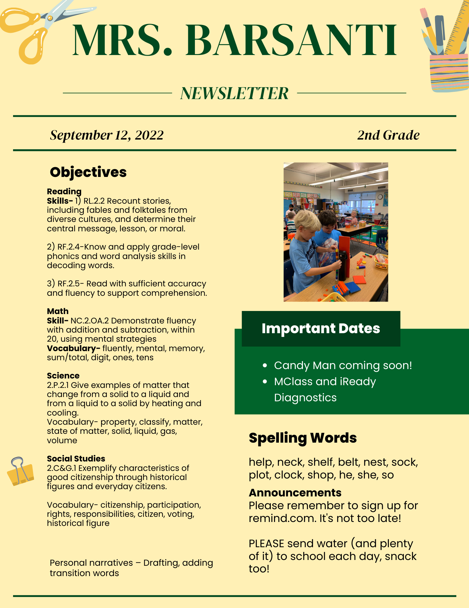 Ms. Barsanti's Second Grade Class Jamesville Elementary