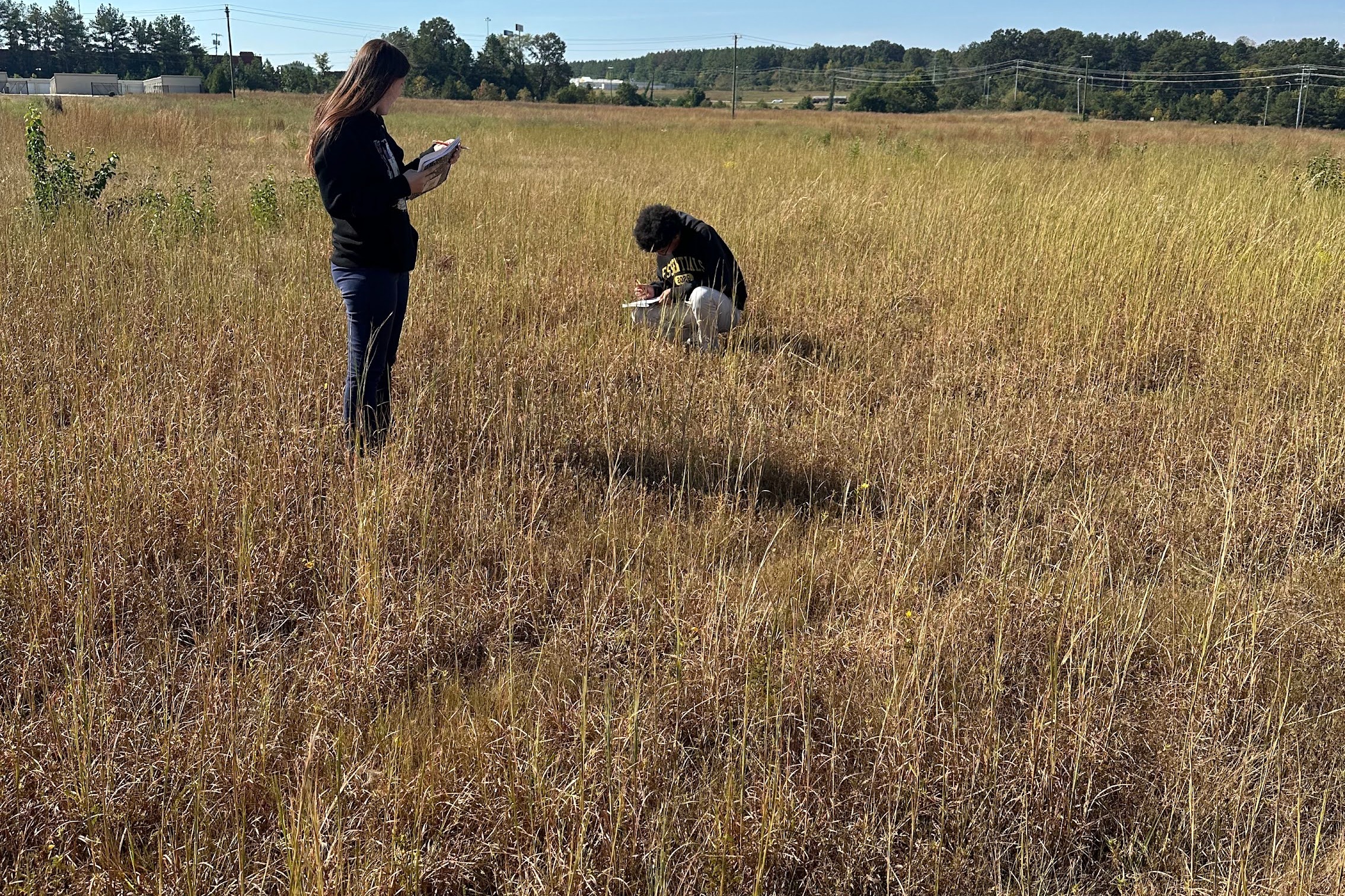 Agriculture students exploring habitats