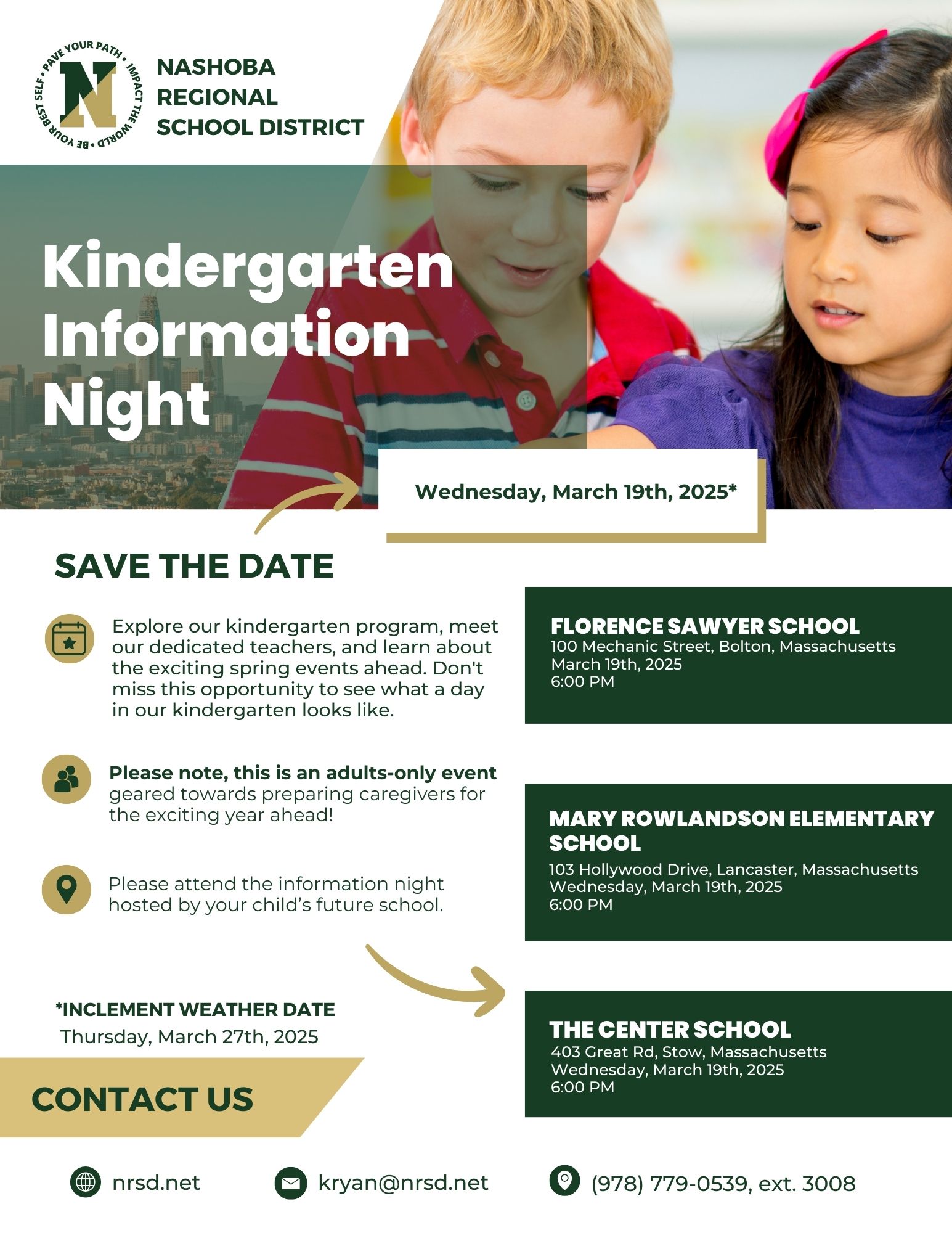 flyer for kindergarten information night