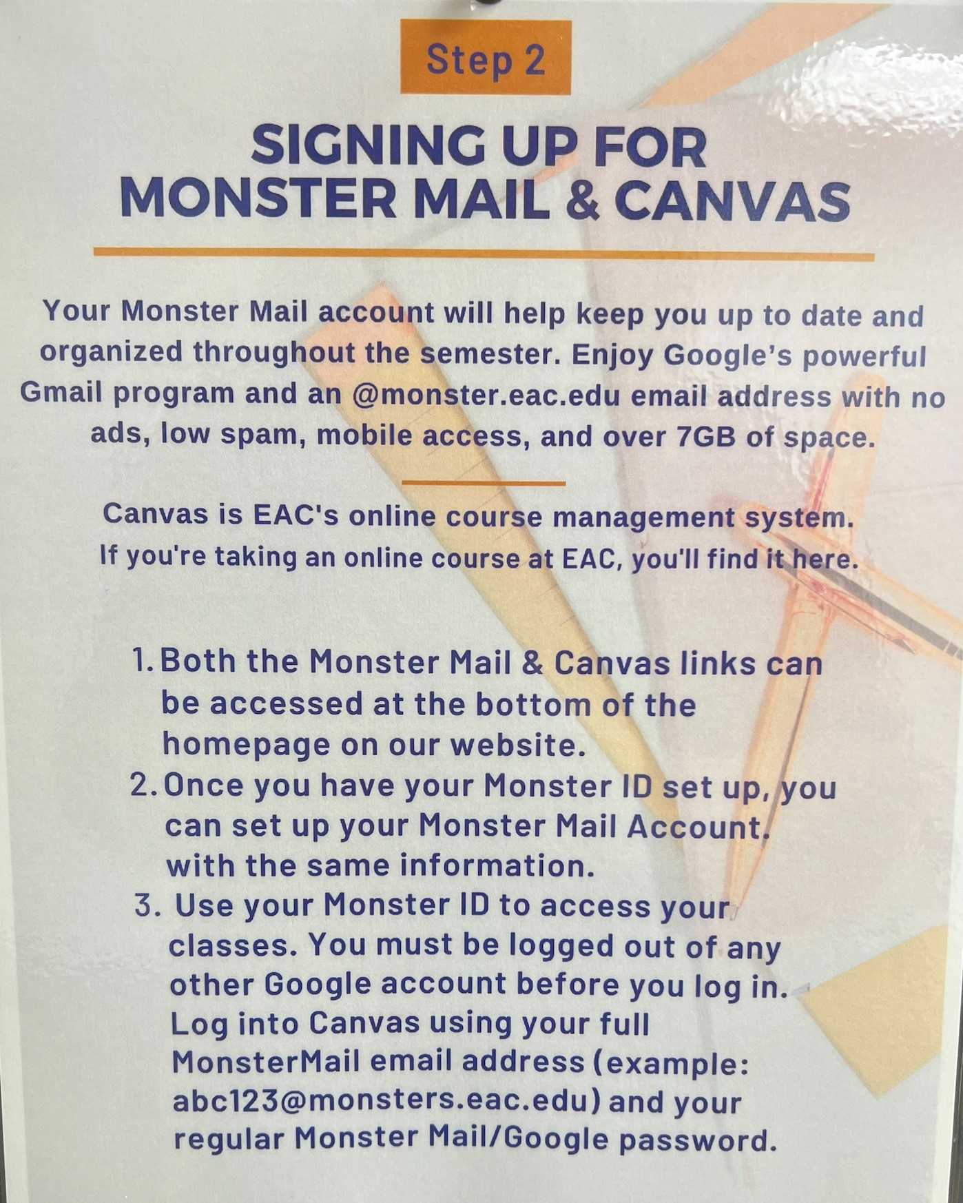 Instructions for logging on to Monster Mail