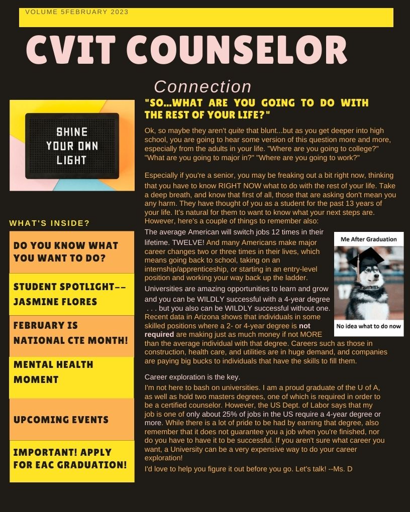 Cover page of Counselor Connection Newsletter