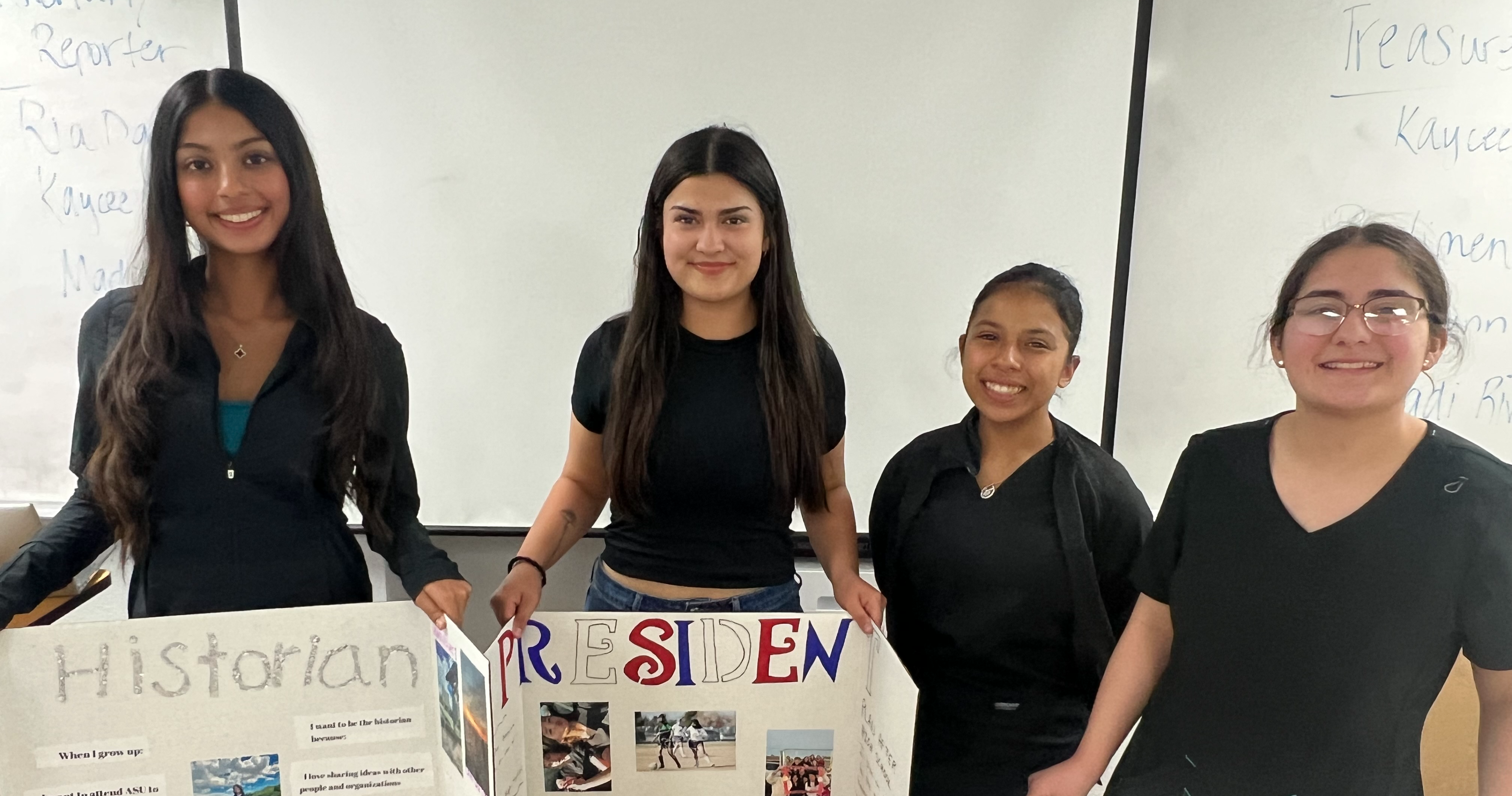 HOSA students holding vision boards for officer candidacy
